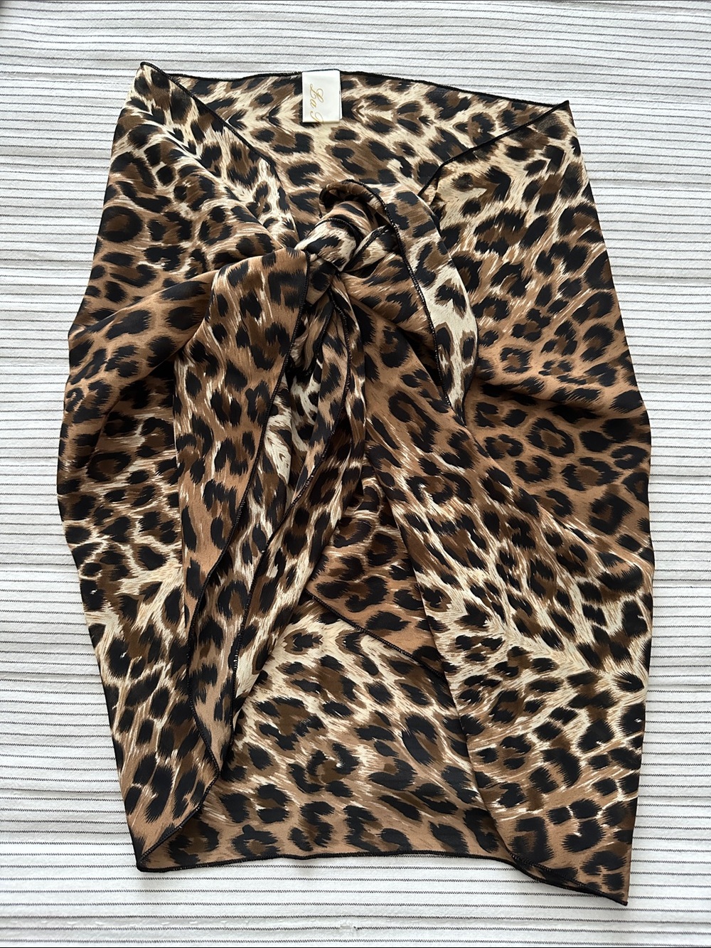 Leopard Print Scarf Style Sarong in Brown, Tan & Black